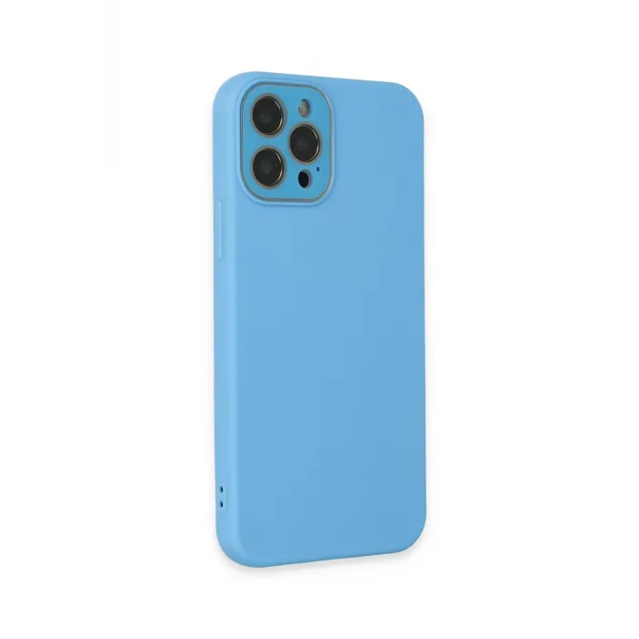 Newface iPhone 12 Pro Max Kılıf Lansman Glass Kapak - Mavi