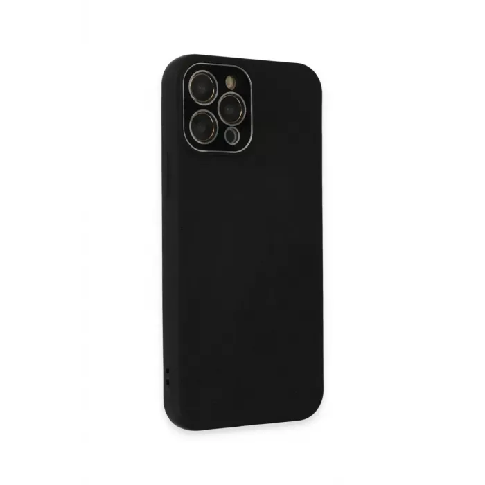 Newface iPhone 12 Pro Max Kılıf Lansman Glass Kapak - Siyah