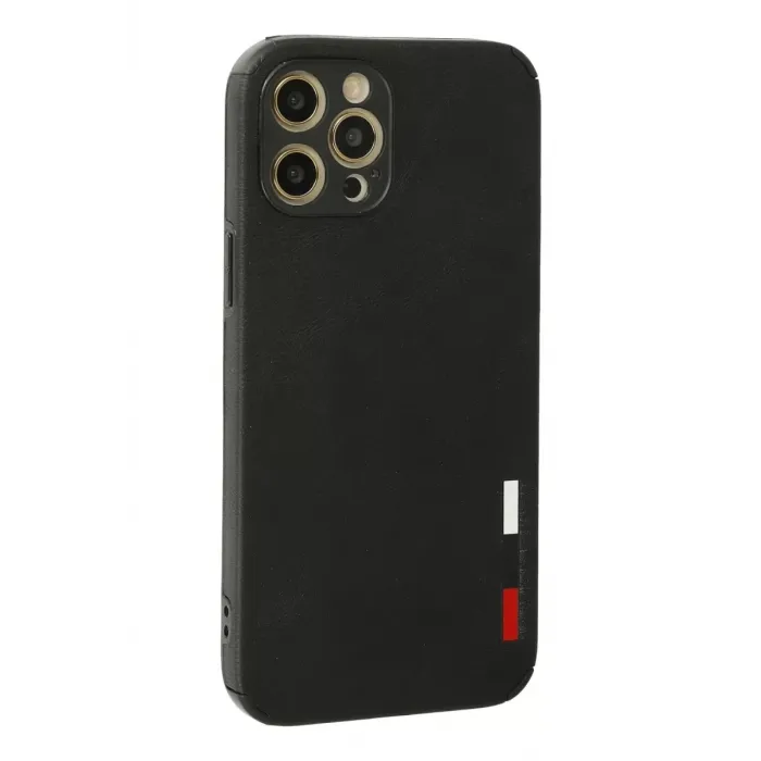 Newface iPhone 12 Pro Max Kılıf Loop Deri Silikon - Siyah