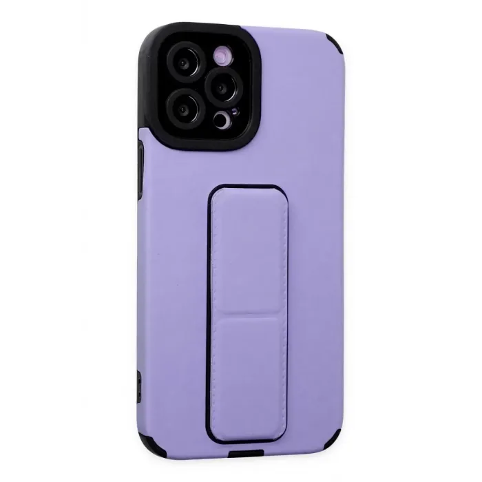 Newface Apple iPhone 12 Pro Max Kılıf Mega Standlı Silikon - Lila