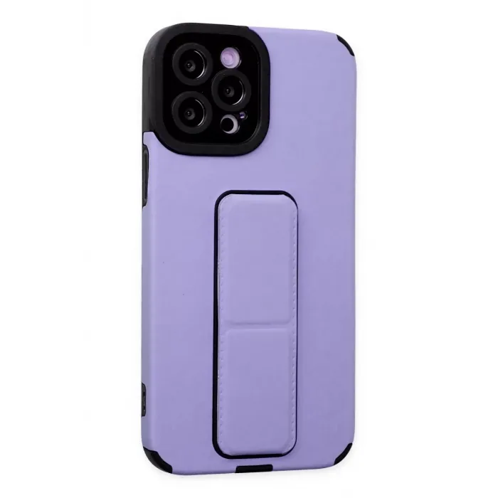 Newface iPhone 12 Pro Max Kılıf Mega Standlı Silikon - Lila