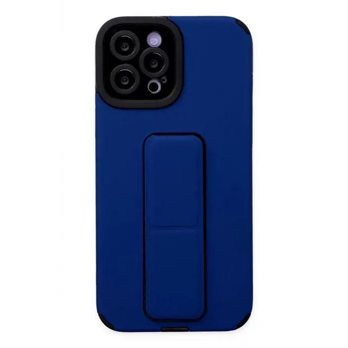 Newface Apple iPhone 12 Pro Max Kılıf Mega Standlı Silikon - Mavi