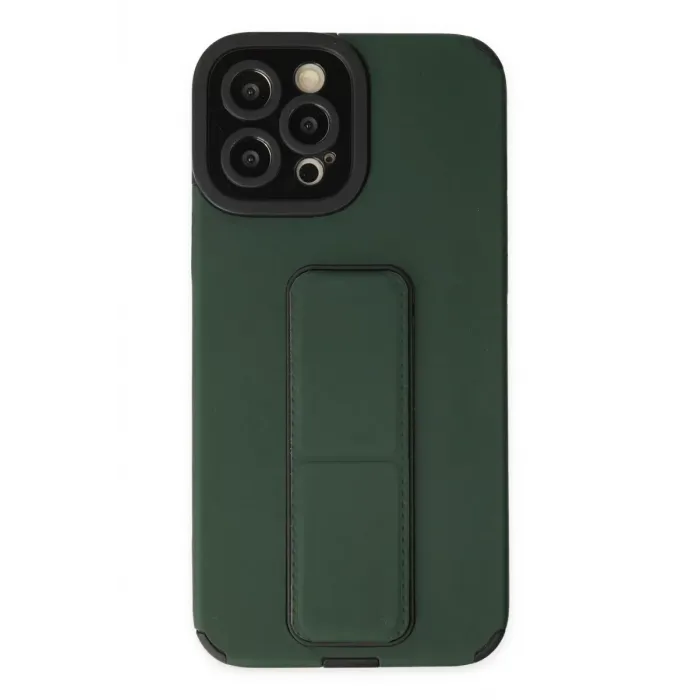 Newface iPhone 12 Pro Max Kılıf Mega Standlı Silikon - Yeşil