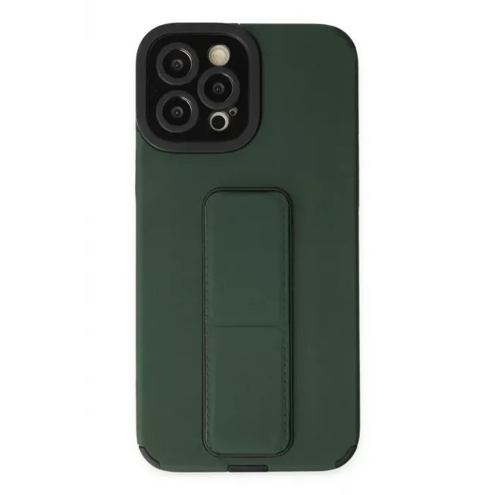 Newface Apple iPhone 12 Pro Max Kılıf Mega Standlı Silikon - Yeşil