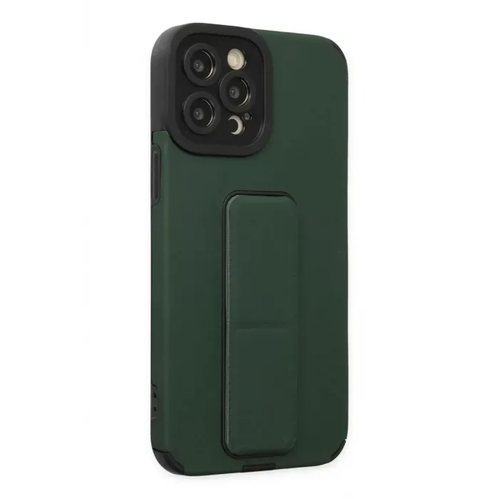 Newface Apple iPhone 12 Pro Max Kılıf Mega Standlı Silikon - Yeşil