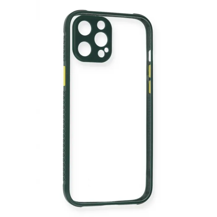 Newface iPhone 12 Pro Max Kılıf Miami Şeffaf Silikon - Koyu Yeşil