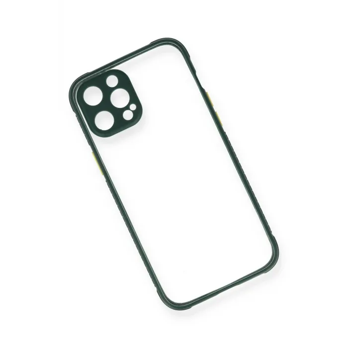 Newface iPhone 12 Pro Max Kılıf Miami Şeffaf Silikon - Koyu Yeşil
