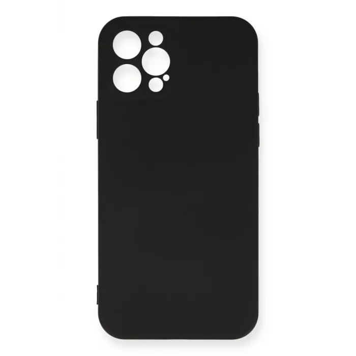 Newface iPhone 12 Pro Max Kılıf Nano içi Kadife Silikon - Siyah