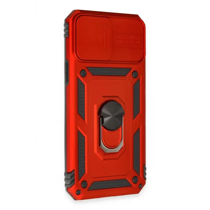 Newface iPhone 12 Pro Max Kılıf Pars Lens Yüzüklü Silikon - Kırmızı