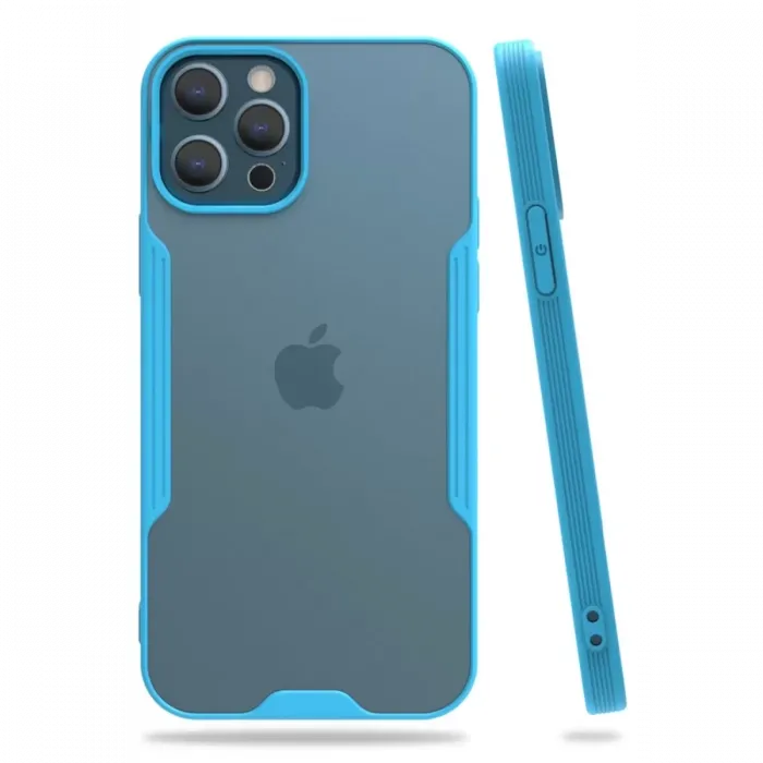 Newface iPhone 12 Pro Max Kılıf Platin Silikon - Mavi