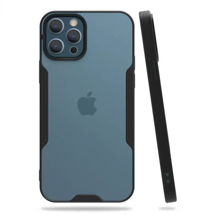 Newface Apple iPhone 12 Pro Max Kılıf Platin Silikon - Siyah