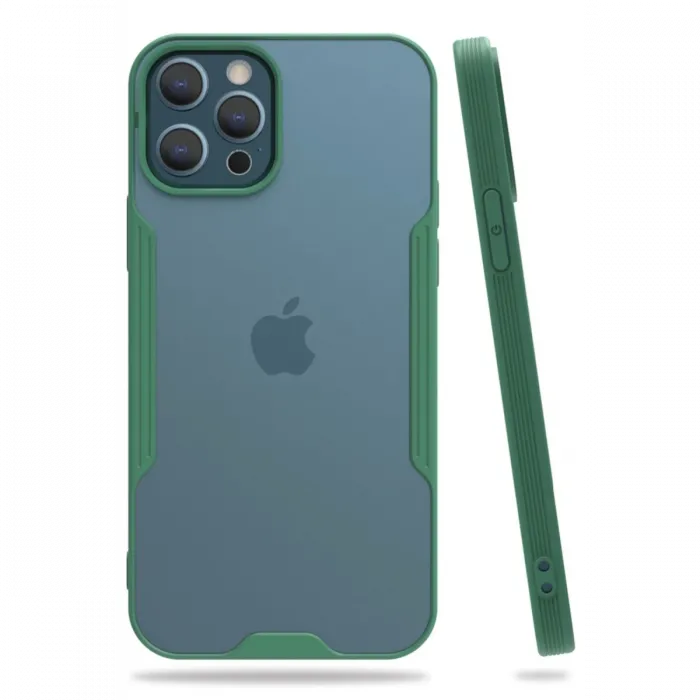 Newface iPhone 12 Pro Max Kılıf Platin Silikon - Yeşil