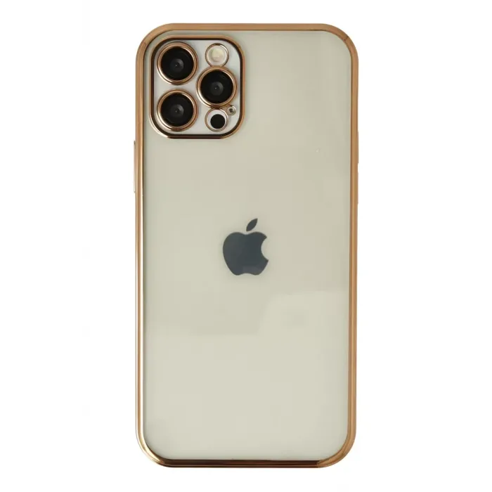 Newface iPhone 12 Pro Max Kılıf Razer Lensli Silikon - Gold