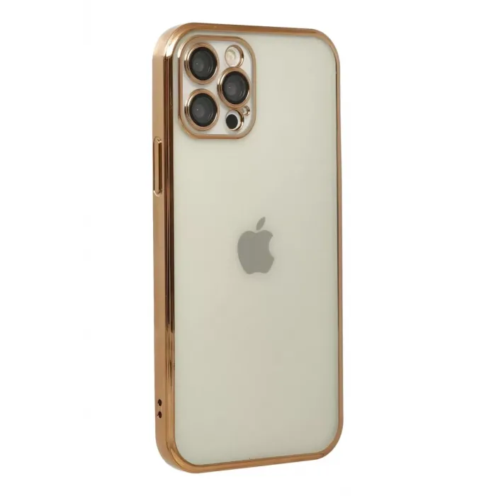 Newface iPhone 12 Pro Max Kılıf Razer Lensli Silikon - Gold