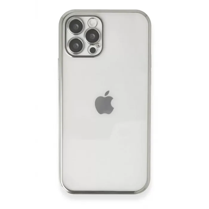 Newface iPhone 12 Pro Max Kılıf Razer Lensli Silikon - Gümüş