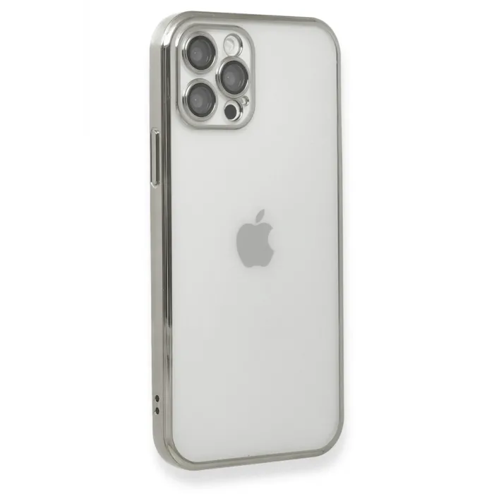 Newface iPhone 12 Pro Max Kılıf Razer Lensli Silikon - Gümüş