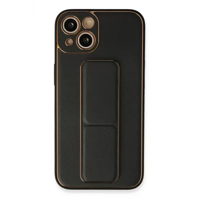 Newface iPhone 13 Kılıf Coco Deri Standlı Kapak - Siyah