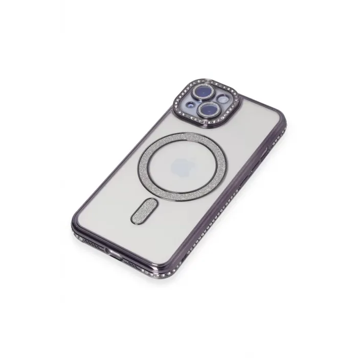 Newface iPhone 13 Kılıf Joke Simli Magneticsafe Kılıf - Derin Mor