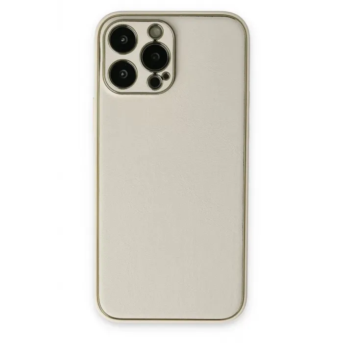 Newface iPhone 13 Pro Kılıf Coco Deri Silikon Kapak - Beyaz