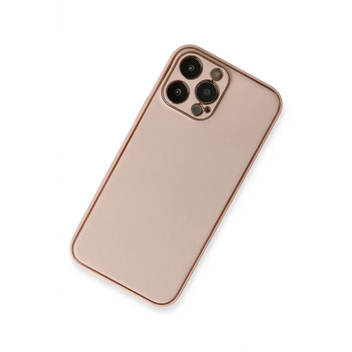 Newface iPhone 13 Pro Kılıf Coco Deri Silikon Kapak - Pembe