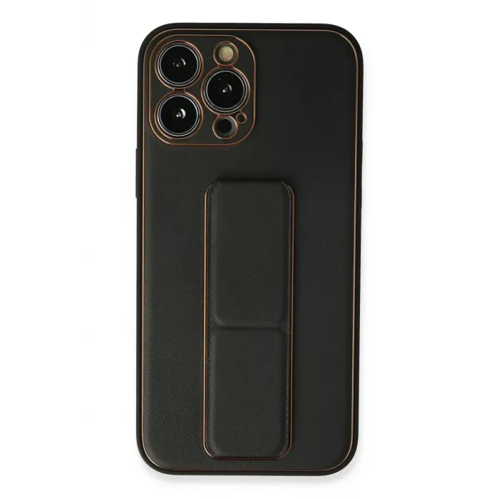 Newface iPhone 13 Pro Kılıf Coco Deri Standlı Kapak - Siyah