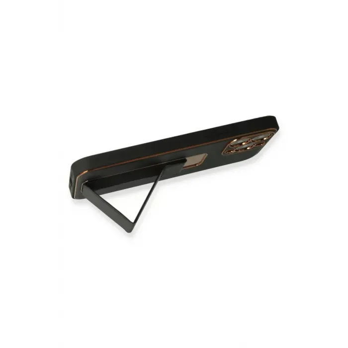 Newface iPhone 13 Pro Kılıf Coco Deri Standlı Kapak - Siyah