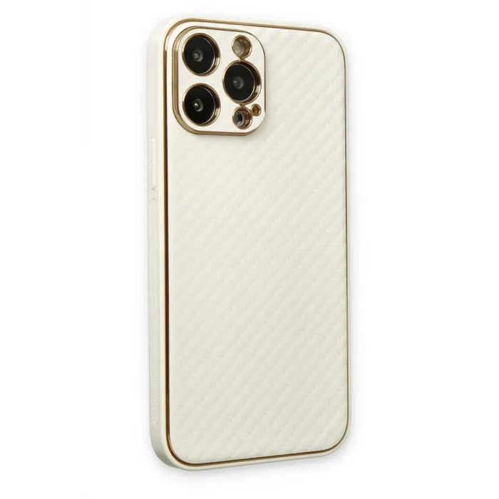 Newface iPhone 13 Pro Kılıf Coco Karbon Silikon - Beyaz