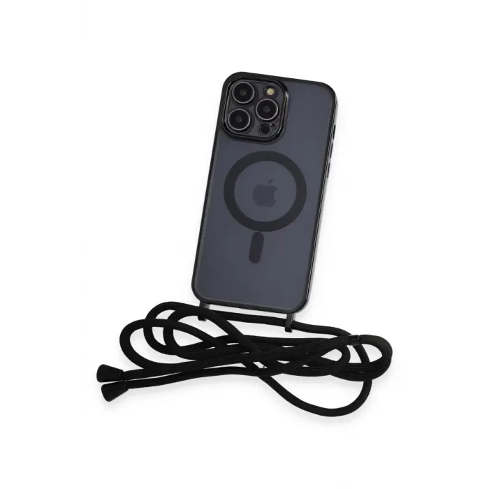 Newface iPhone 13 Pro Kılıf Divo Lazer Askılı Magsafe Kapak - Siyah