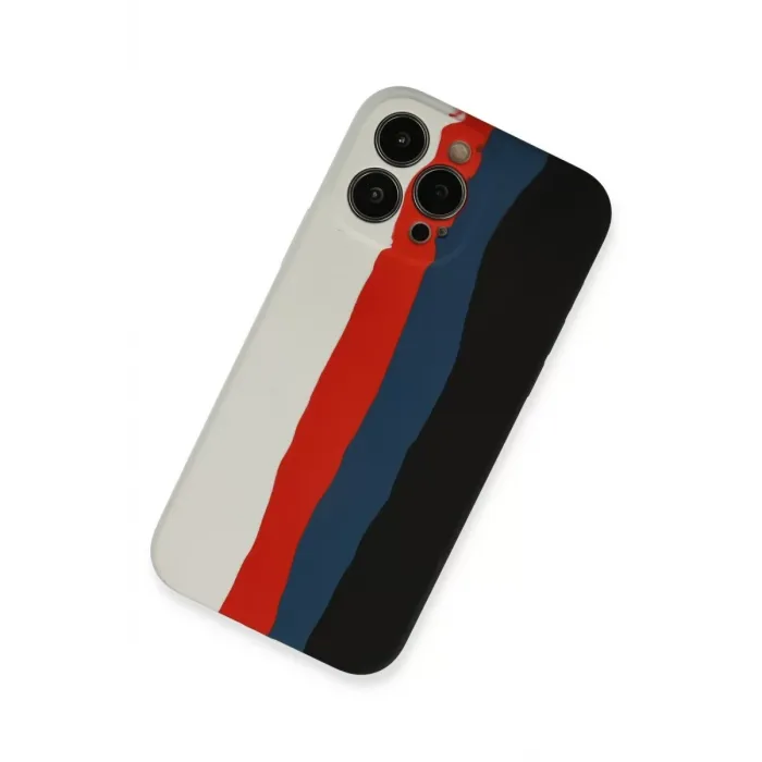 Newface iPhone 13 Pro Kılıf Ebruli Lansman Silikon - Beyaz-Siyah