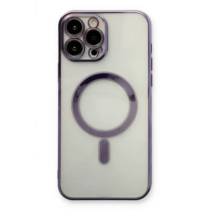 Newface iPhone 13 Pro Kılıf Magneticsafe Lazer Silikon - Mor