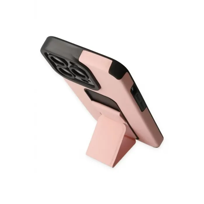 Newface iPhone 13 Pro Kılıf Mega Standlı Silikon - Pudra