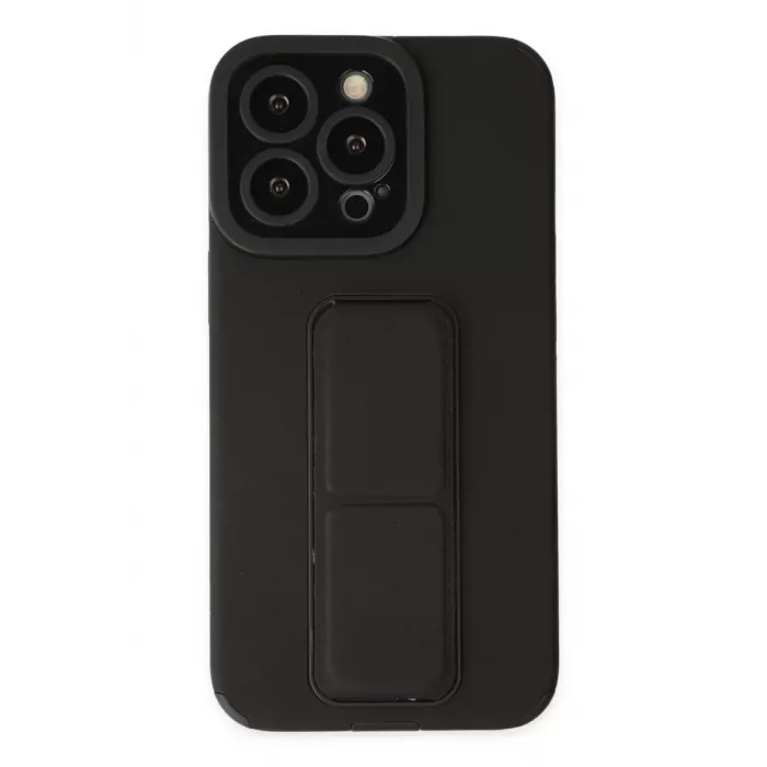 Newface iPhone 13 Pro Kılıf Mega Standlı Silikon - Siyah
