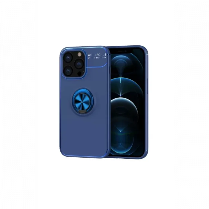 Newface iPhone 13 Pro Kılıf Range Yüzüklü Silikon - Mavi