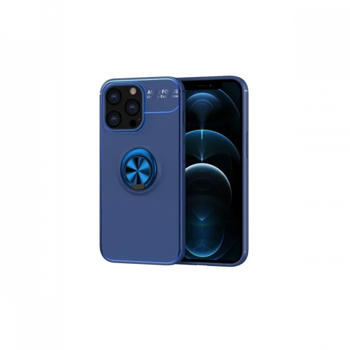 Newface iPhone 13 Pro Kılıf Range Yüzüklü Silikon - Mavi