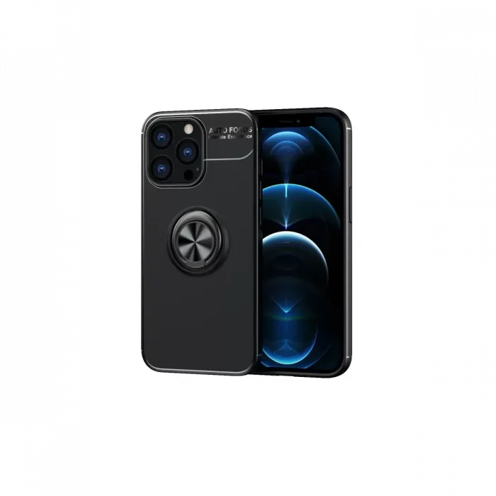 Newface iPhone 13 Pro Kılıf Range Yüzüklü Silikon - Siyah