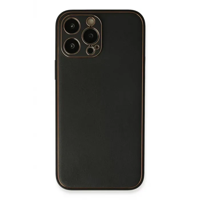 Newface iPhone 13 Pro Max Kılıf Coco Deri Silikon Kapak - Siyah