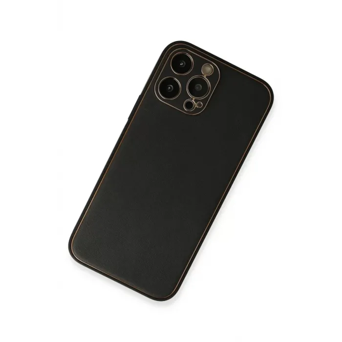Newface iPhone 13 Pro Max Kılıf Coco Deri Silikon Kapak - Siyah