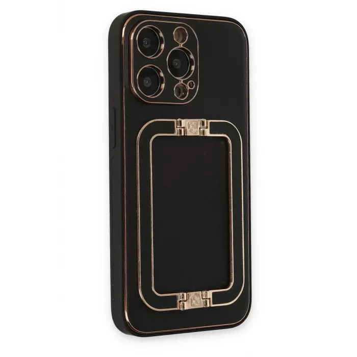 Newface iPhone 13 Pro Max Kılıf Coco Elit Kapak - Siyah