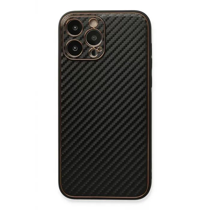 Newface iPhone 13 Pro Max Kılıf Coco Karbon Silikon - Siyah