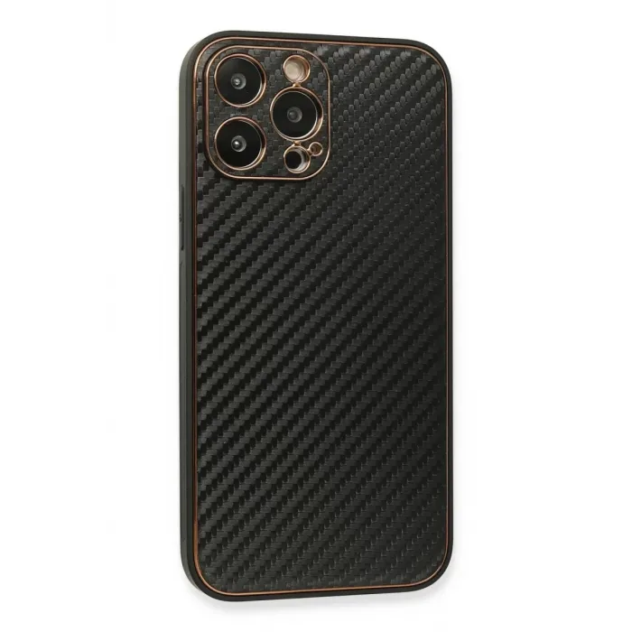 Newface iPhone 13 Pro Max Kılıf Coco Karbon Silikon - Siyah