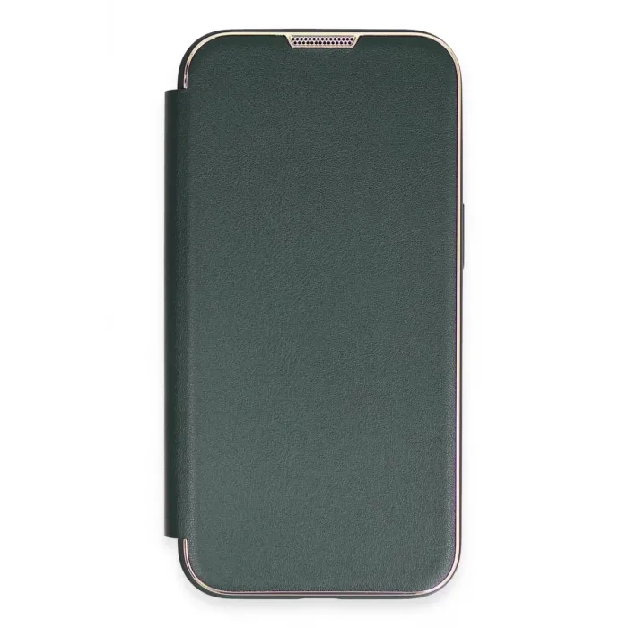 Newface iPhone 13 Pro Max Kılıf Dolpin Kapaklı - Koyu Yeşil