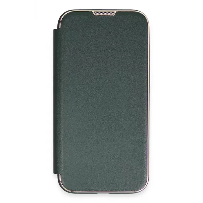 Newface iPhone 13 Pro Max Kılıf Dolpin Kapaklı - Koyu Yeşil