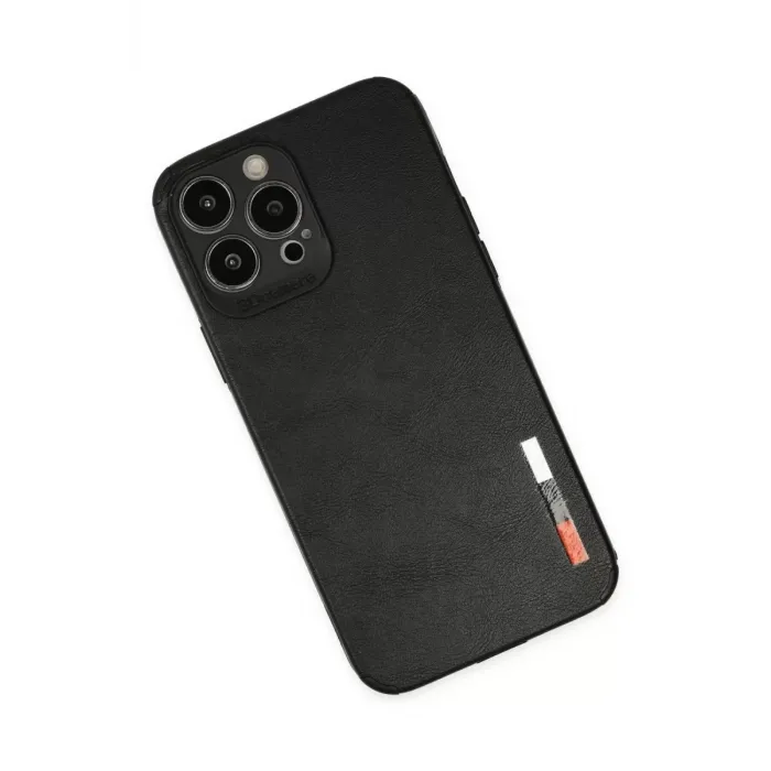 Newface Apple iPhone 13 Pro Max Kılıf Loop Deri Silikon - Siyah