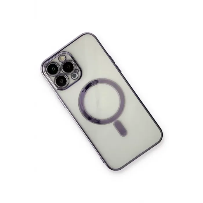 Newface iPhone 13 Pro Max Kılıf Magneticsafe Lazer Silikon - Mor