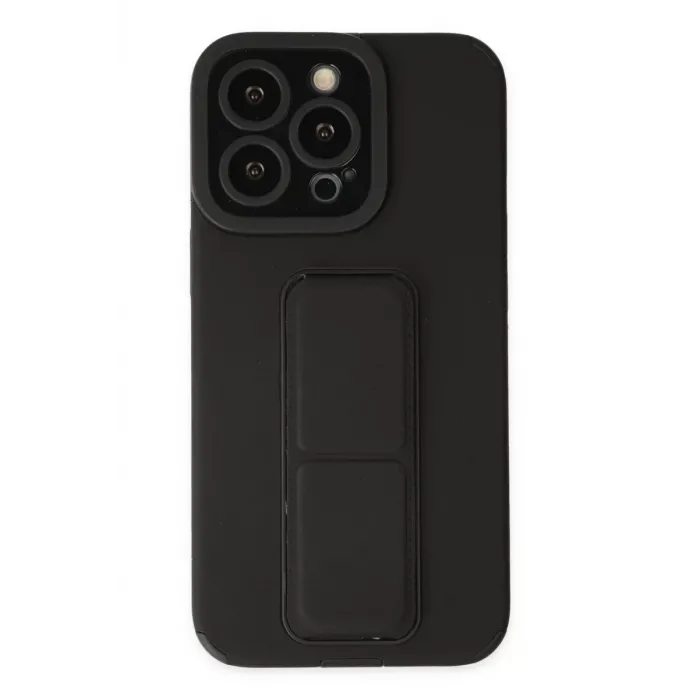 Newface iPhone 13 Pro Max Kılıf Mega Standlı Silikon - Siyah