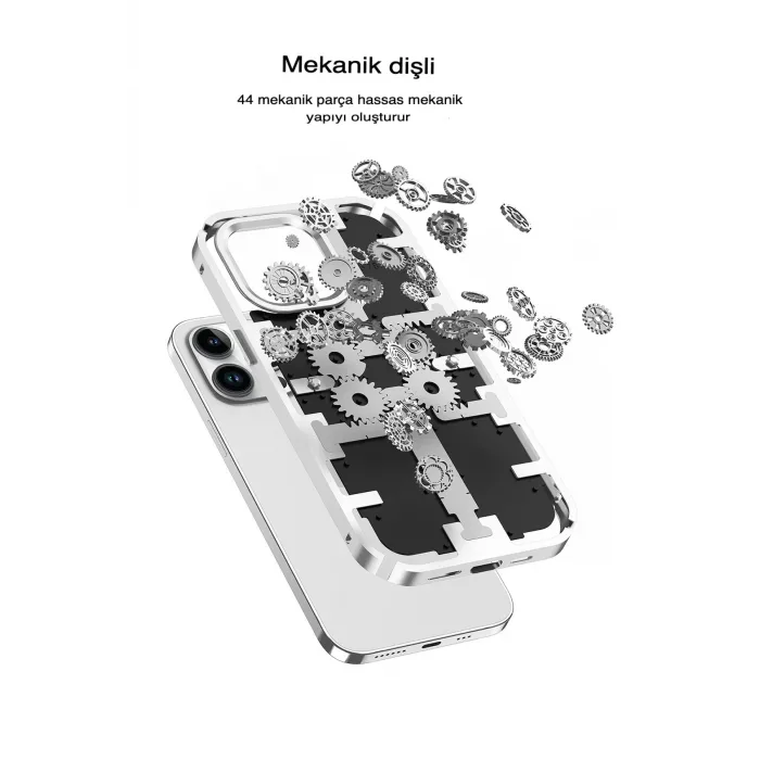 Newface iPhone 13 Pro Max Kılıf Mekanik Bumper Kapak - Mavi