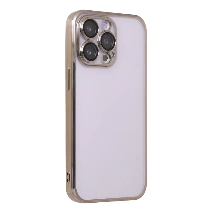 Newface iPhone 13 Pro Max Kılıf Razer Lensli Silikon - Gold