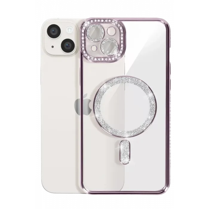 Newface iPhone 14 Kılıf Joke Simli Magneticsafe Kılıf - Pembe