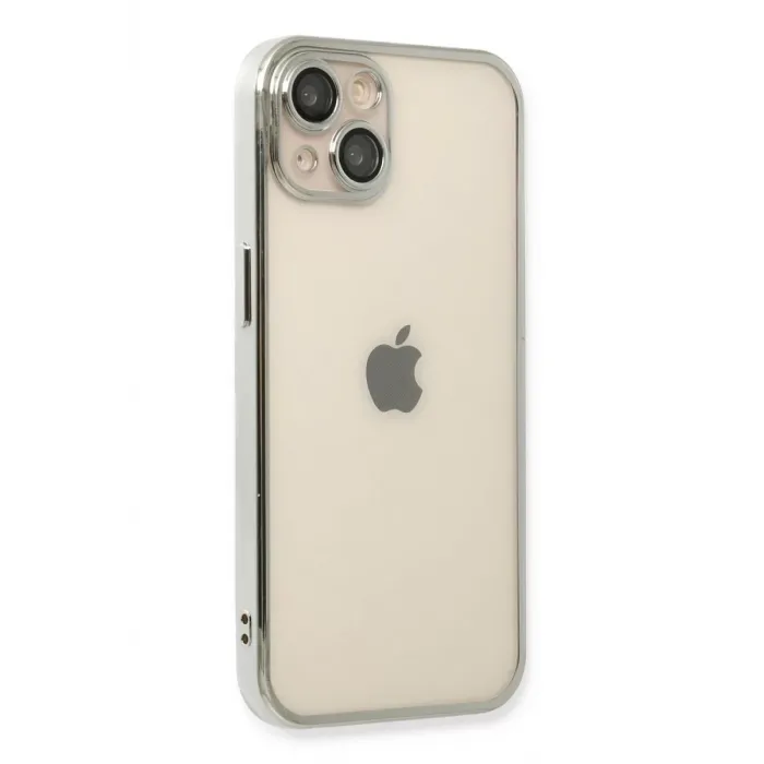 Newface iPhone 14 Kılıf Razer Lensli Silikon - Gümüş