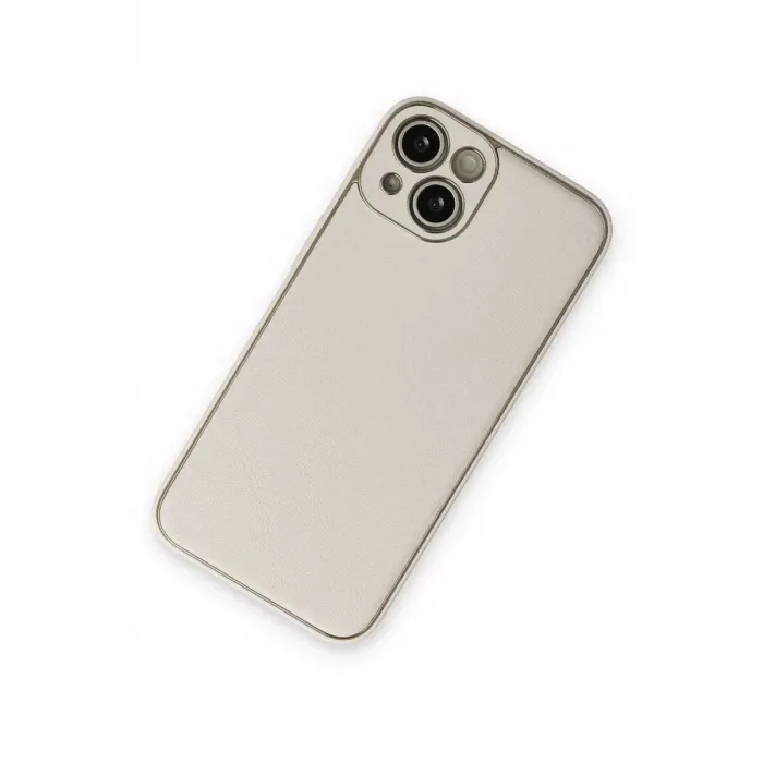 Newface iPhone 14 Plus Kılıf Coco Deri Silikon Kapak - Beyaz
